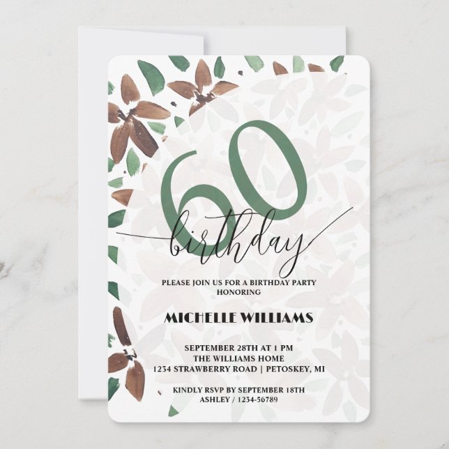 Country Green Floral Watercolor Birthday Invitation (Front)