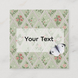 Country Green Vintage Flower Calling Card