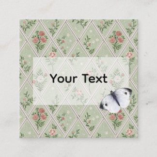 Country Green Vintage Flower  Calling Card