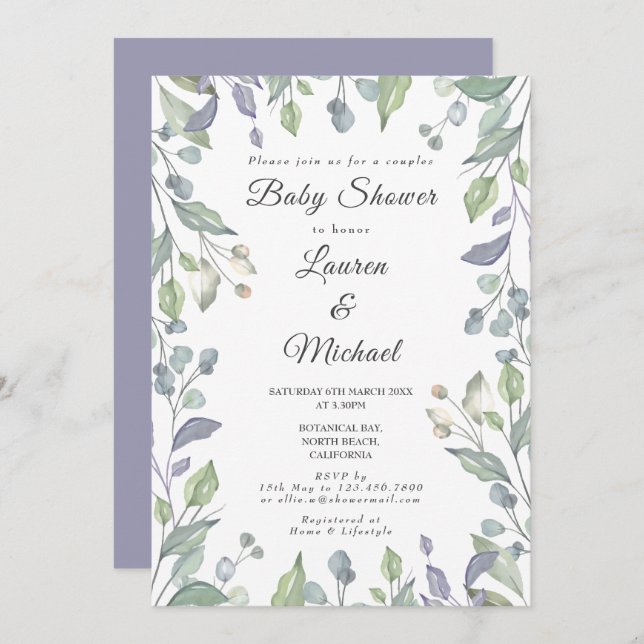 Country Greenery Couples Baby Shower Invitation (Front/Back)