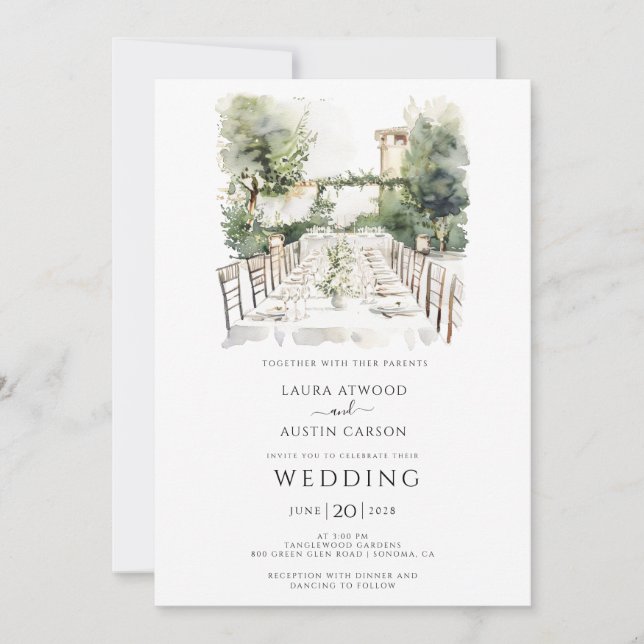 Country Greenery Summer Garden Wedding Invitation (Front)