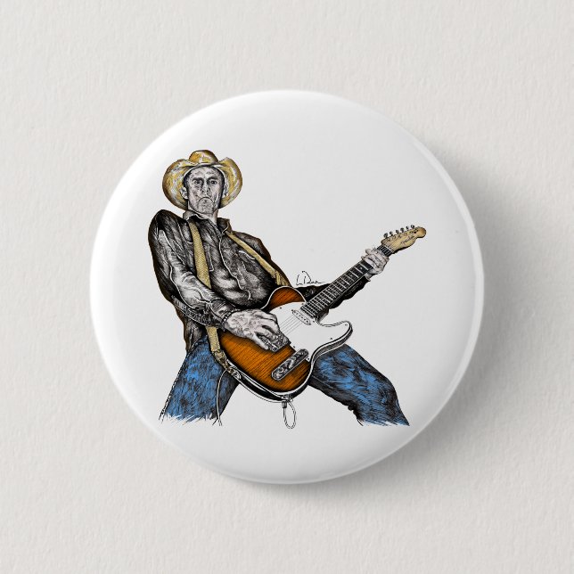 Country Guitar 6 Cm Round Badge (Front)