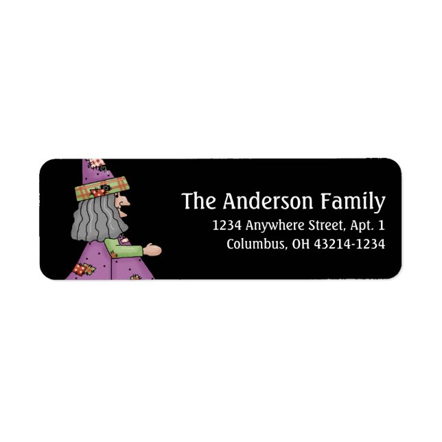 Country Halloween Witch Return Address Labels (Front)