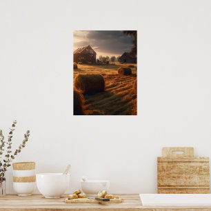 Country Hay Bail Ag Farm Theme Poster