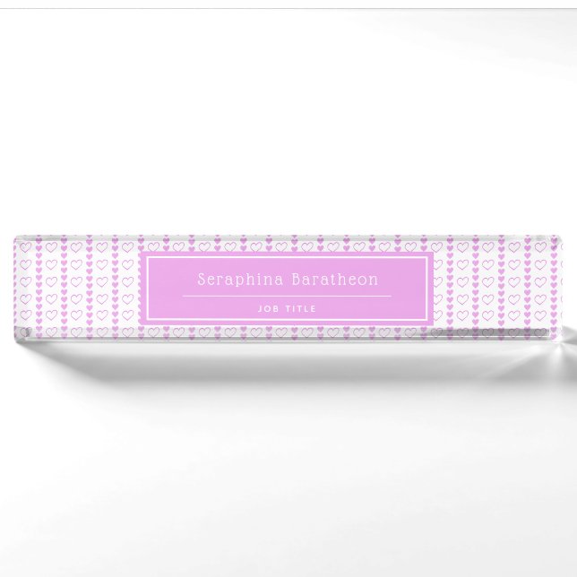 Country Heart Stripe Pattern Personalised Nameplate (Front)