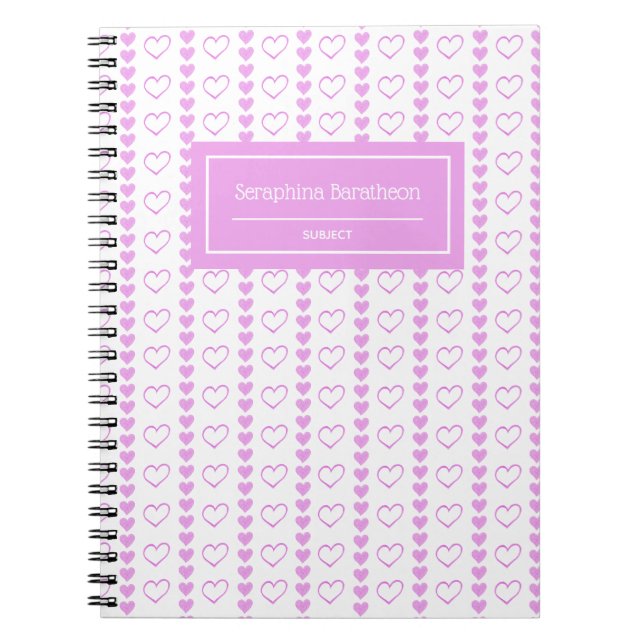 Country Heart Stripe Pattern Personalised Notebook (Front)