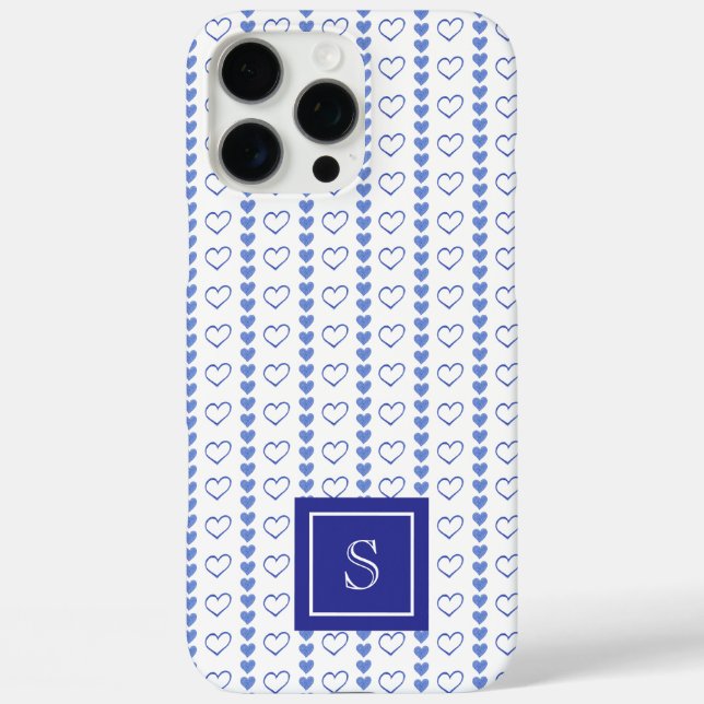 Country Heart Stripes Pattern Monogram Case-Mate iPhone Case (Back)