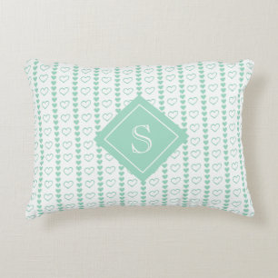 Country Heart Stripes Pattern Monogram Decorative Cushion