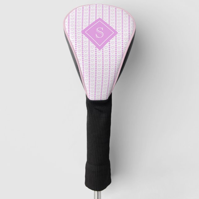 Country Heart Stripes Pattern Monogram Golf Head Cover (Front)