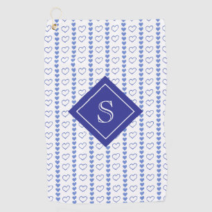Country Heart Stripes Pattern Monogram Golf Towel