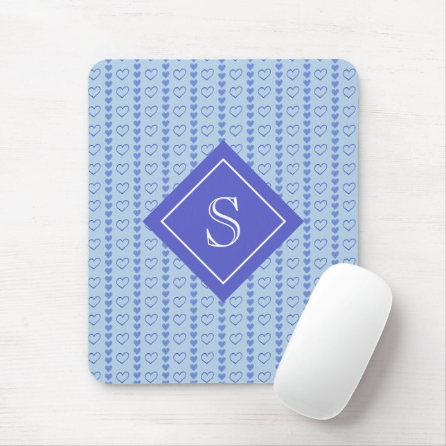 Country Heart Stripes Pattern Monogram Mouse Pad (With Mouse)