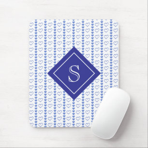Country Heart Stripes Pattern Monogram Mouse Pad