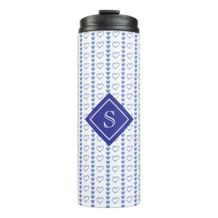 Country Heart Stripes Pattern Monogram Thermal Tumbler