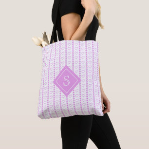 Country Heart Stripes Pattern Monogram Tote Bag