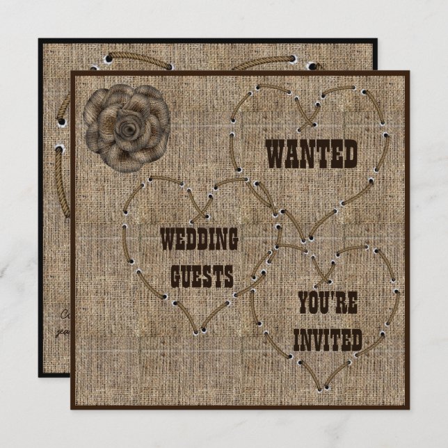 Country Hessian Burlap Wedding Invitation (Front/Back)