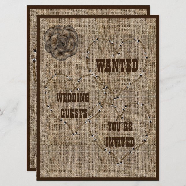 Country Hessian Burlap Wedding Invitation (Front/Back)