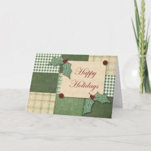 Country Holly Christmas Card