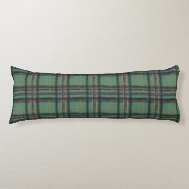 Country Home Organic Prim Style Aqua Plaid Body Cushion (Front)