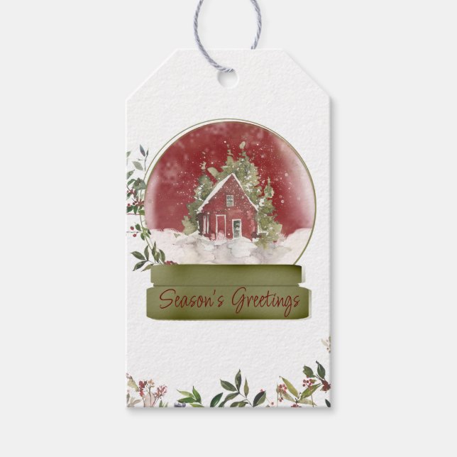 Country Home Snow Globe Gift Tag (Front)