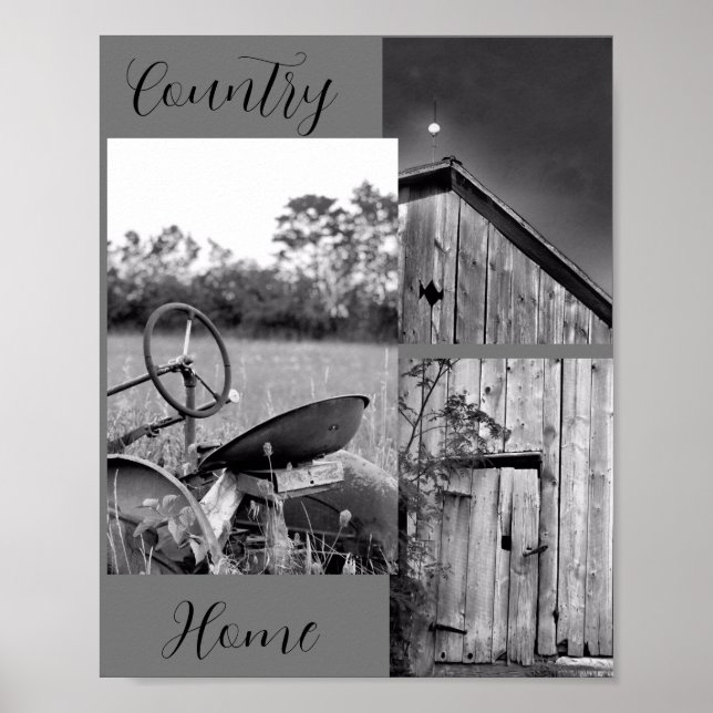 "Country Home" Tractor Barn Collage Poster (Front)