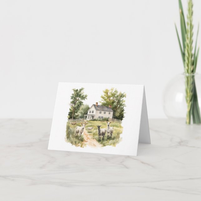 Country Home with Sheep BLANK  Card (Front)