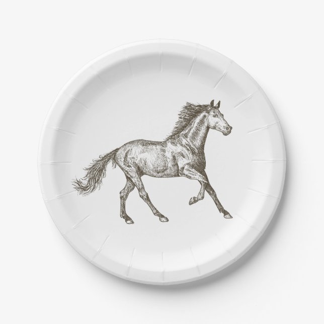 Country Horse Wedding Western Rustic Bridal Shower Paper Plate (Front)