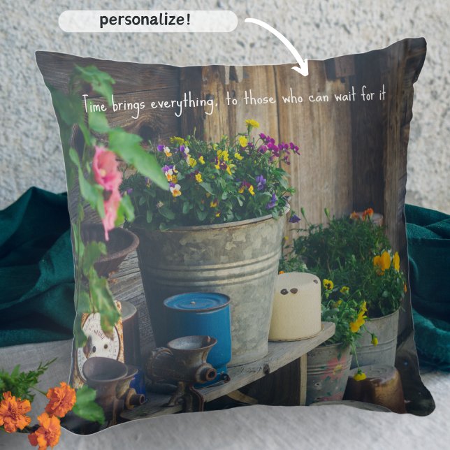 Country house porch adorned with vibrant pansies cushion (Creator Uploaded)