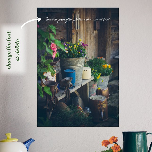Country house porch adorned with vibrant pansies poster (Creator Uploaded)