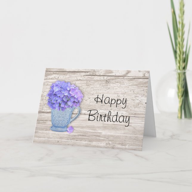 Country Hydrangea Birthday Card (Front)