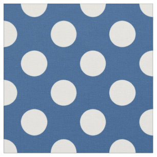 Country Inspired Blue and White Polka Dot Pattern Fabric
