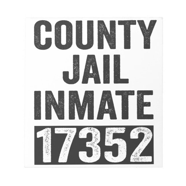 Country Jail Inmate 17352 Funny Halloween Prison Notepad (Front)