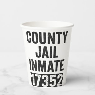 Country Jail Inmate 17352 Funny Halloween Prison Paper Cups