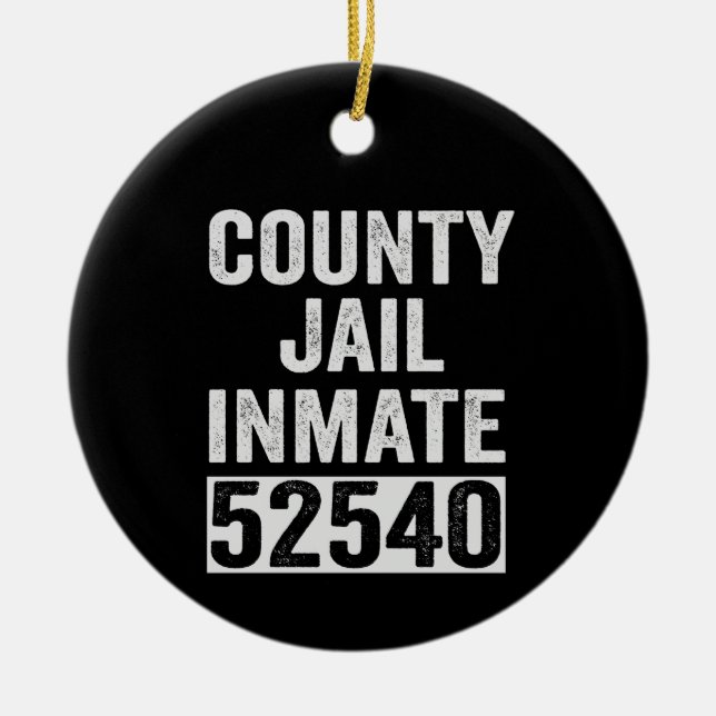 Country Jail Inmate 52540 Funny Halloween Prison Ceramic Tree Decoration (Front)