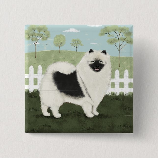 Country Keeshond 15 Cm Square Badge (Front)