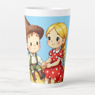 Country Kids on a Hay Bale,  Latte Mug