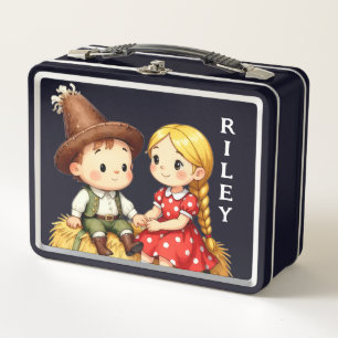 Country Kids on a Hay Bale Metal Lunch Box