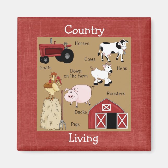 Country Kitchen Collection Farm Animals Magnet (Front)