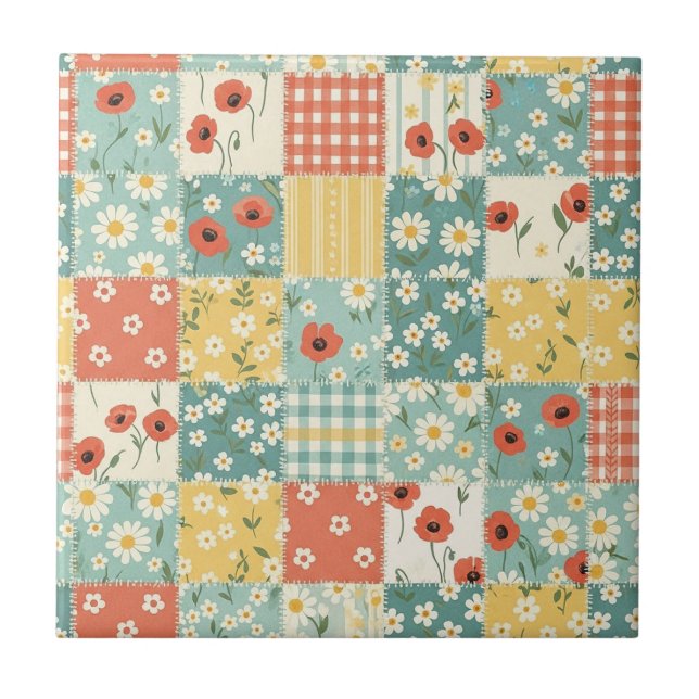 Country Kitchen Floral Pattern Tile (Front)