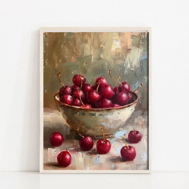 Country Kitchen Print, Rustic Cherry Still Life Pr Poster (Creator Uploaded)