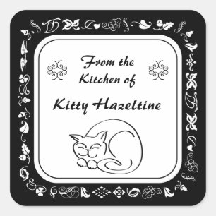 Country Kitchen Sleeping Cat Canning Labels