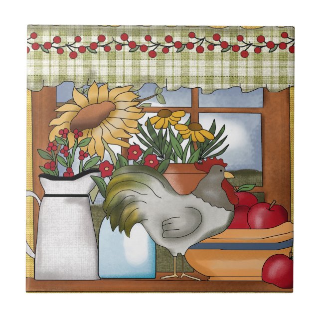 Country Kitchen Window, Rooster Tile (Front)