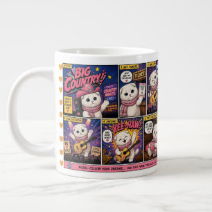 Country Kitty Jumbo Mug - Cat Love - Orange Hearts
