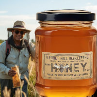 Country Kraft Grunge Farmhouse Raw Honey Label Bee