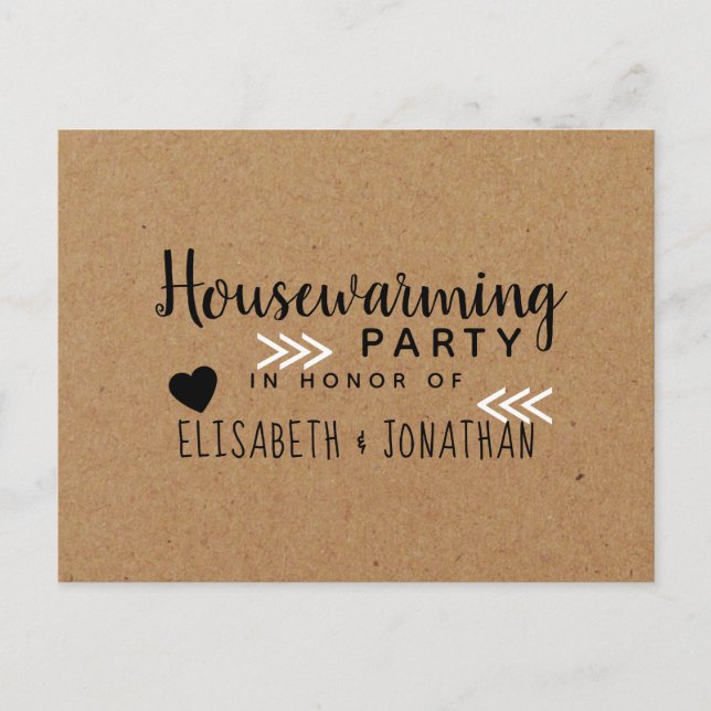 Country Kraft Housewarming Party Invitation Postcard (Front)