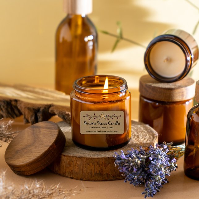 Country Kraft Star and Berries Candle Label  (Creator Uploaded)