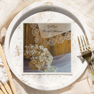 Country Lace and Flowers Barn Bridal Shower Napkin