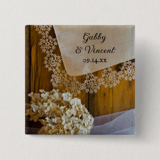 Country Lace and Flowers Barn Wedding 15 Cm Square Badge