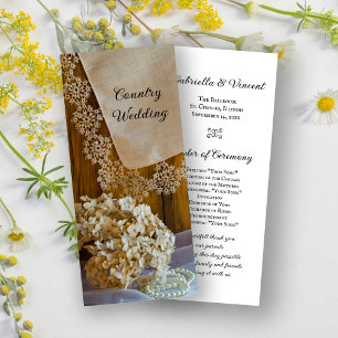 Country Lace and Flowers Barn Wedding Program Programme