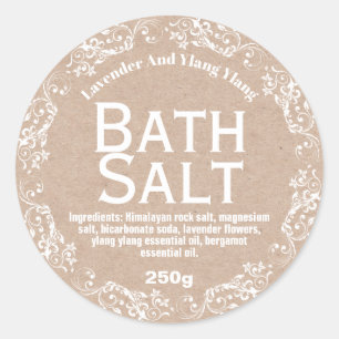 Country Lace And Kraft Bath Salt Soak Labels