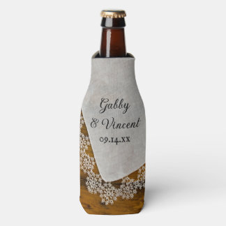 Country Lace Barn Wedding Favour Bottle Cooler
